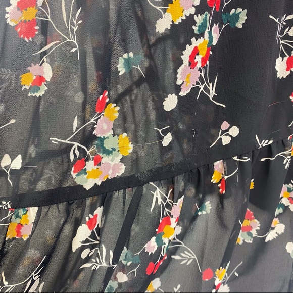 Madewell Sheer Button-Front Tier Midi Dress In Carnation Toss - Picture 9 of 13